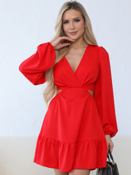 Платье с бантом на спине цвет красный