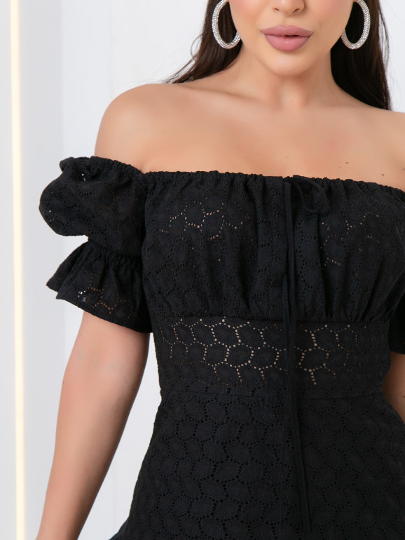 Платье из шитья с воланами цвет черный